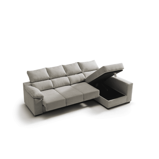 Chaise longue com arrumação PALA reversível 4 lugares vison
