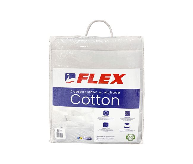 Protector colchón acolchado flex algodón cama 90cm