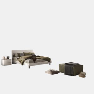 Conjunto de quarto completo NAPOLI com espelho branco lacado