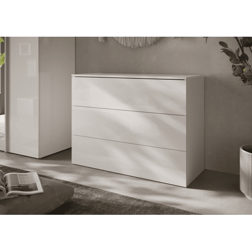Conjunto de quarto completo NAPOLI com espelho branco lacado