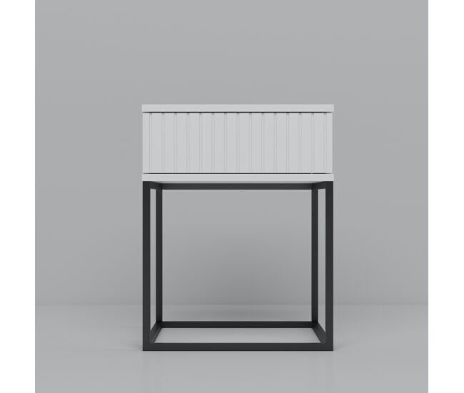 Mesita style 40cm un cajón lacado blanco - conforama