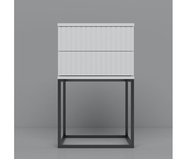 Mesita style 40cm dos cajones lacados blanco - conforama