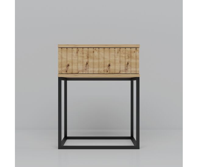 Mesita style 40cm un cajón roble - conforama