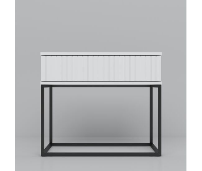 Mesita style 60cm un cajón lacado blanco - conforama