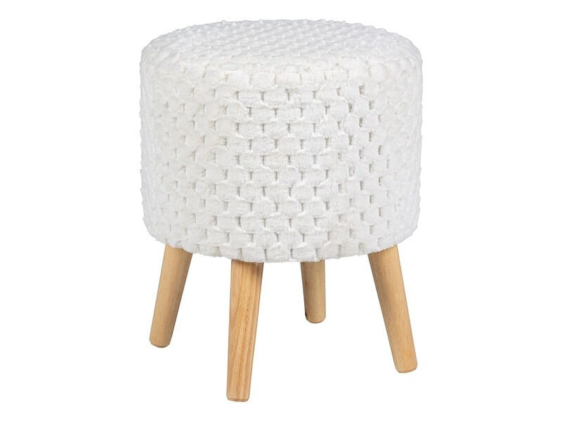 Puff came redondo 34x42cm color blanco