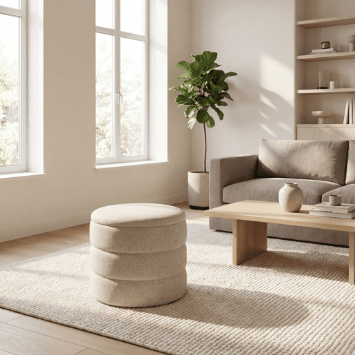 Puff redondo EVAN 45x36cm cor bege Puff redondo EVAN 45x36cm cor bege