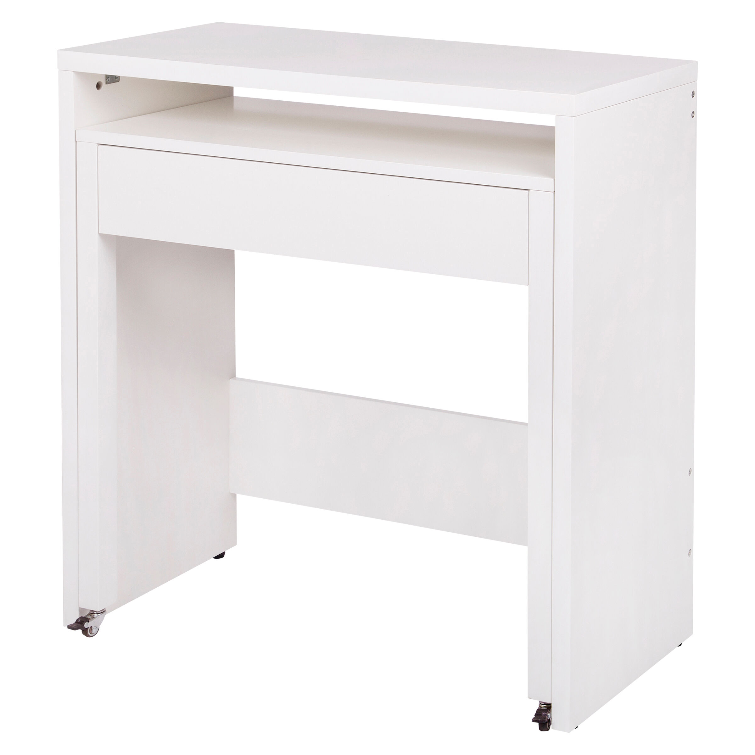 Mesa escritorio YUKI extensible con 1 cajón color blanco