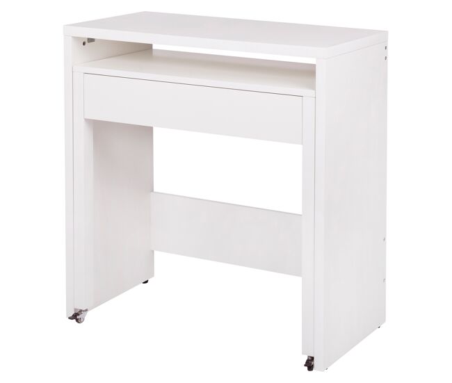 Mesa escritorio yuki extensible con 1 cajón color blanco