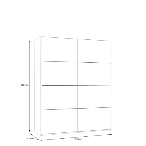 Roupeiro NEVADA II portas deslizantes 170x210cm cinza