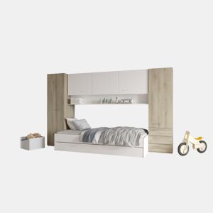 Ponte cama de rodízio BROOKLYN 90x200cm cor carvalho e branco