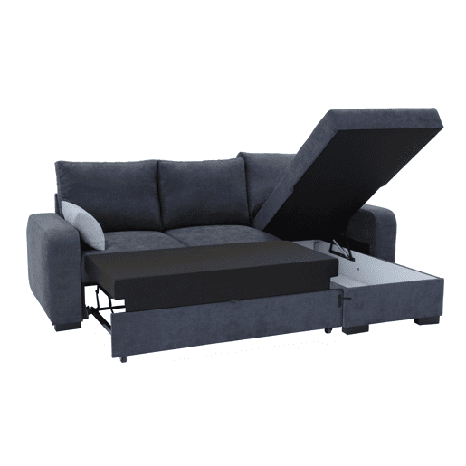 Chaise longue com cama BROADWAY reversível 3 lugares cinza escuro