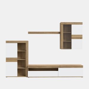 Compacto de TV 279,9cm carvalho e branco MELIDES