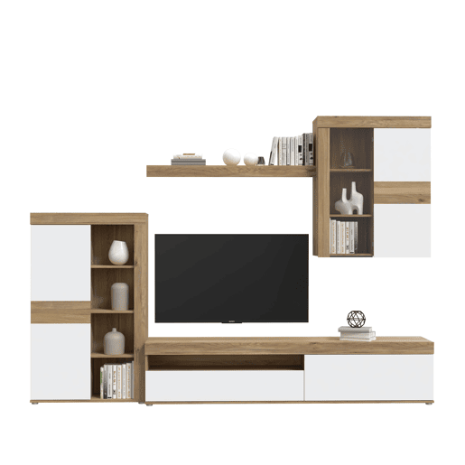 Compacto de TV 279,9cm carvalho e branco MELIDES Compacto de TV 279,9cm carvalho e branco MELIDES