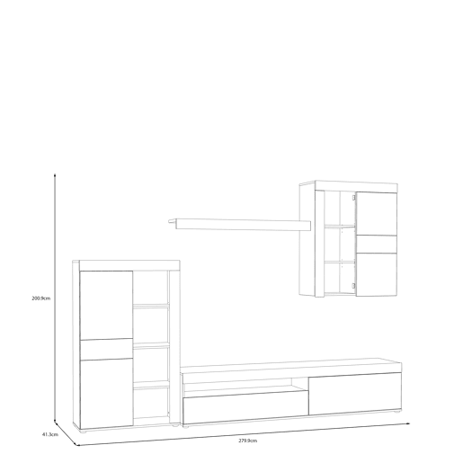 Compacto de TV 279,9cm carvalho e branco MELIDES Compacto de TV 279,9cm carvalho e branco MELIDES
