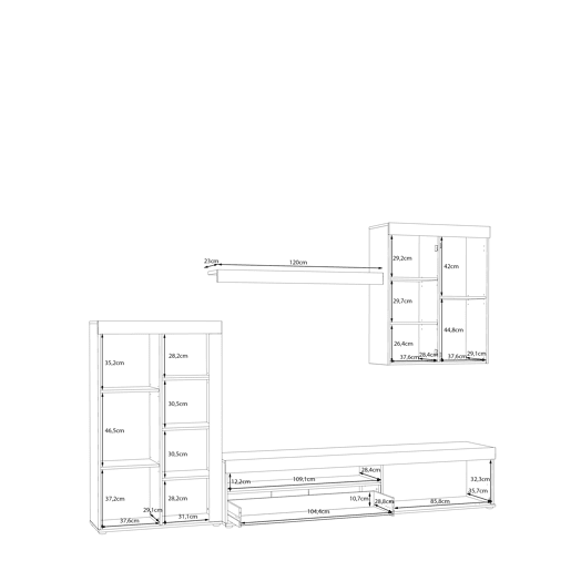Compacto de TV 279,9cm carvalho e branco MELIDES Compacto de TV 279,9cm carvalho e branco MELIDES
