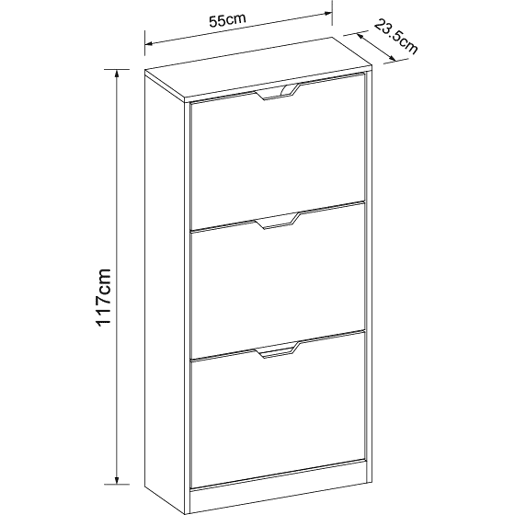 Sapateira SHINING 3 tampos cor branco