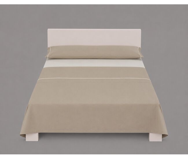 Juego de sábanas silk cama 90cm color topo y lino