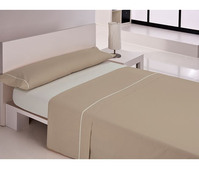 Juego de sábanas silk cama 135cm color topo y lino