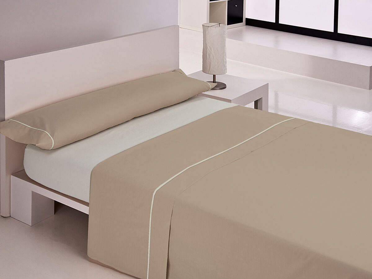 Juego de sábanas silk cama 180cm color topo y lino