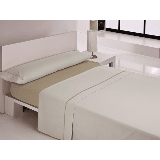 Jogo de lençóis SILK cama 135cm cor linho e taupe Jogo de lençóis SILK cama 135cm cor linho e taupe