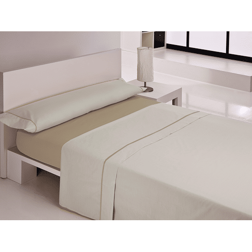 Jogo de lençóis SILK cama 150cm cor linho e taupe Jogo de lençóis SILK cama 150cm cor linho e taupe