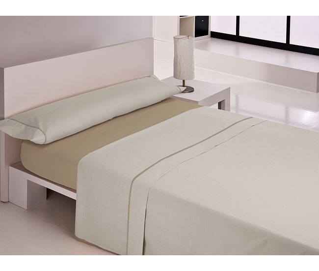 Juego de sábanas silk cama 180cm color lino y topo