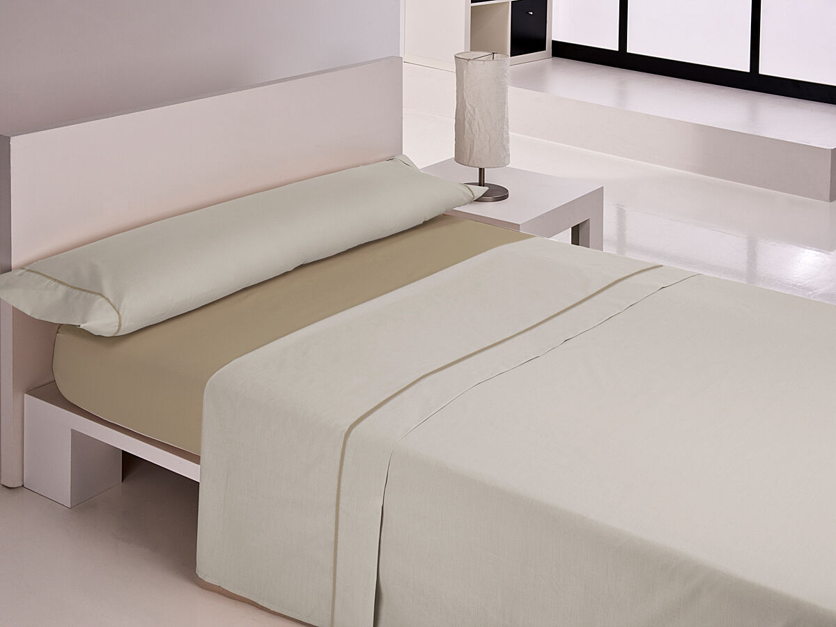 Juego de sábanas silk cama 180cm color lino y topo