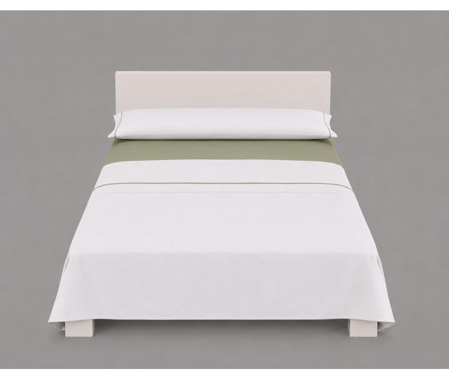 Juego de sábanas silk cama 90cm color blanco y verde
