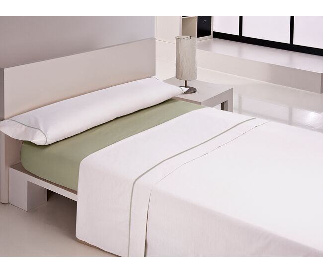 Juego de sábanas silk cama 180cm color blanco y verde