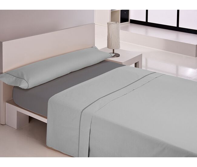 Juego de sábanas silk cama 135cm color gris y antracita