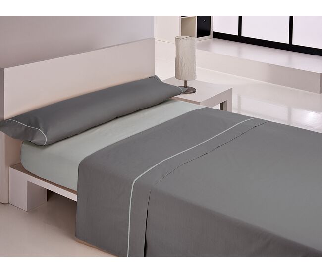 Juego de sábanas silk cama 150cm color antracita y gris