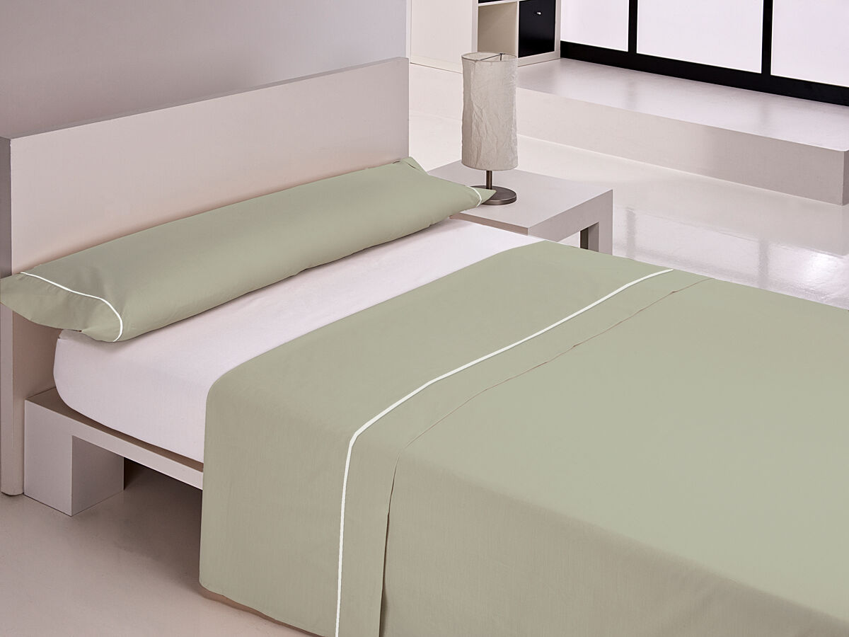 Juego de sábanas silk cama 180cm color verde y blanco