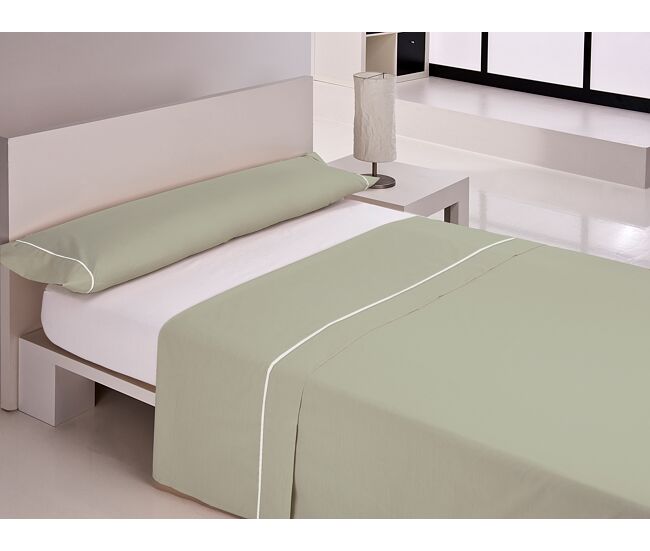 Juego de sábanas silk cama 180cm color verde y blanco