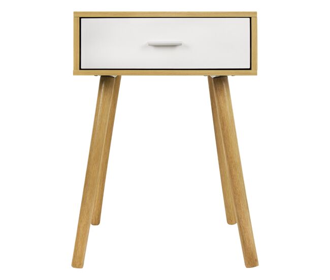 Mesita de noche arcadia 57x40x40cm roble y blanco - conforama