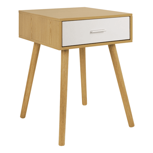 Mesa de cabeceira ARCADIA 57x40x40cm carvalho e branco