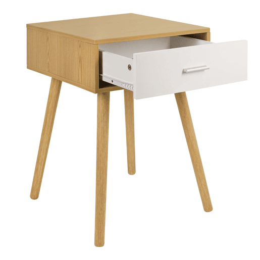 Mesa de cabeceira ARCADIA 57x40x40cm carvalho e branco