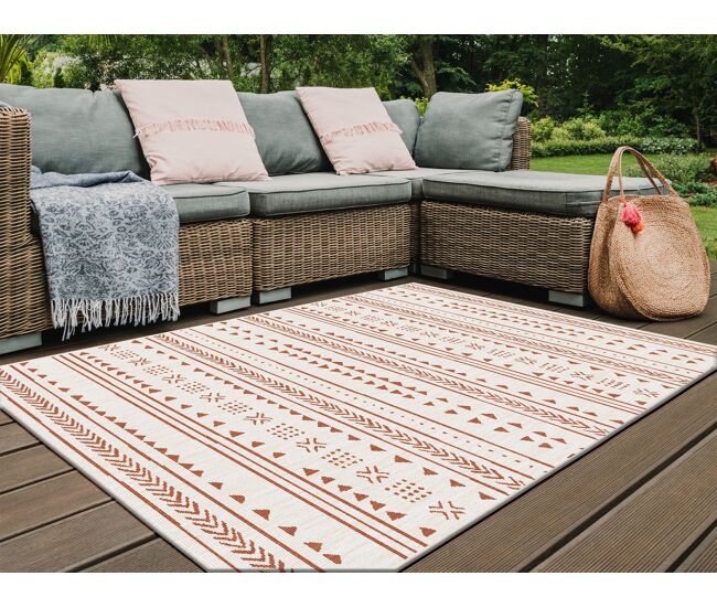 Alfombra interior & exterior etnico 160x230cm color terracota