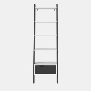 Estante de escadas 4 prateleiras e gaveta DELTA branco e preto