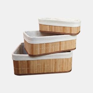 Conjunto de 3 cestos em bambu MAR 33x23x12cm natural e branco