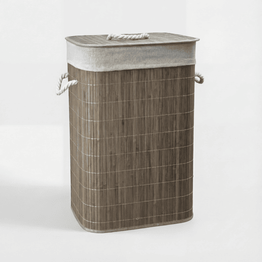 Cesto para roupa suja em bambu CORA 40x30x60cm cinza e branco