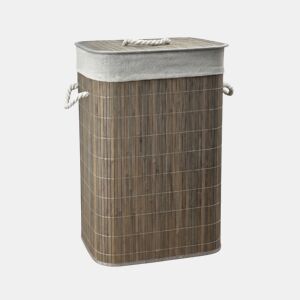 Cesto para roupa suja em bambu CORA 40x30x60cm cinza e branco