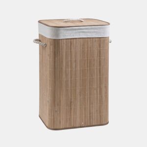 Cesto para roupa suja em bambu CORA 40x30x60cm natural e branco