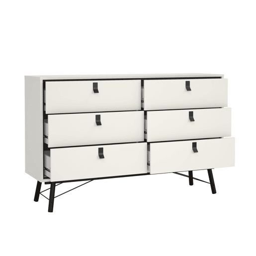 Aparador RY duplo 6 gavetas branco mate