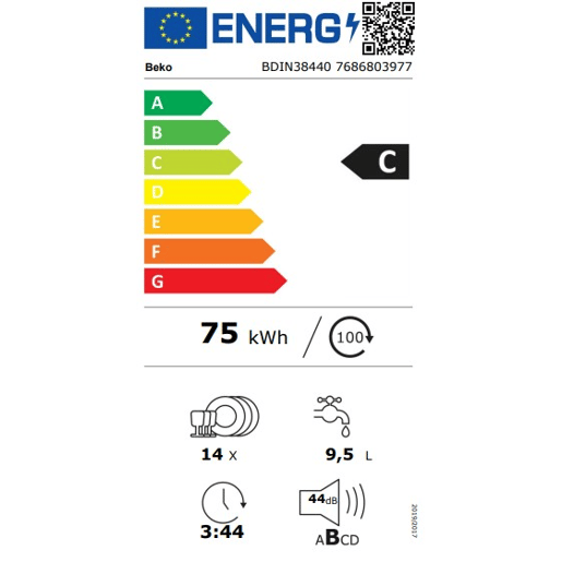 Máquina lavar loiça encastre BEKO BDIN38440 14 conjuntos