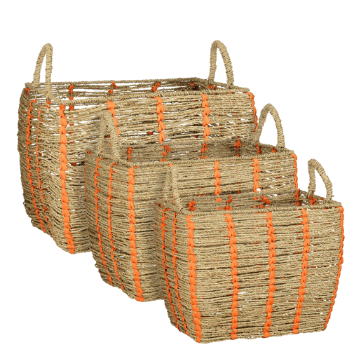 Cesto INDY seagrass 44cm laranja marca CONFORAMA
