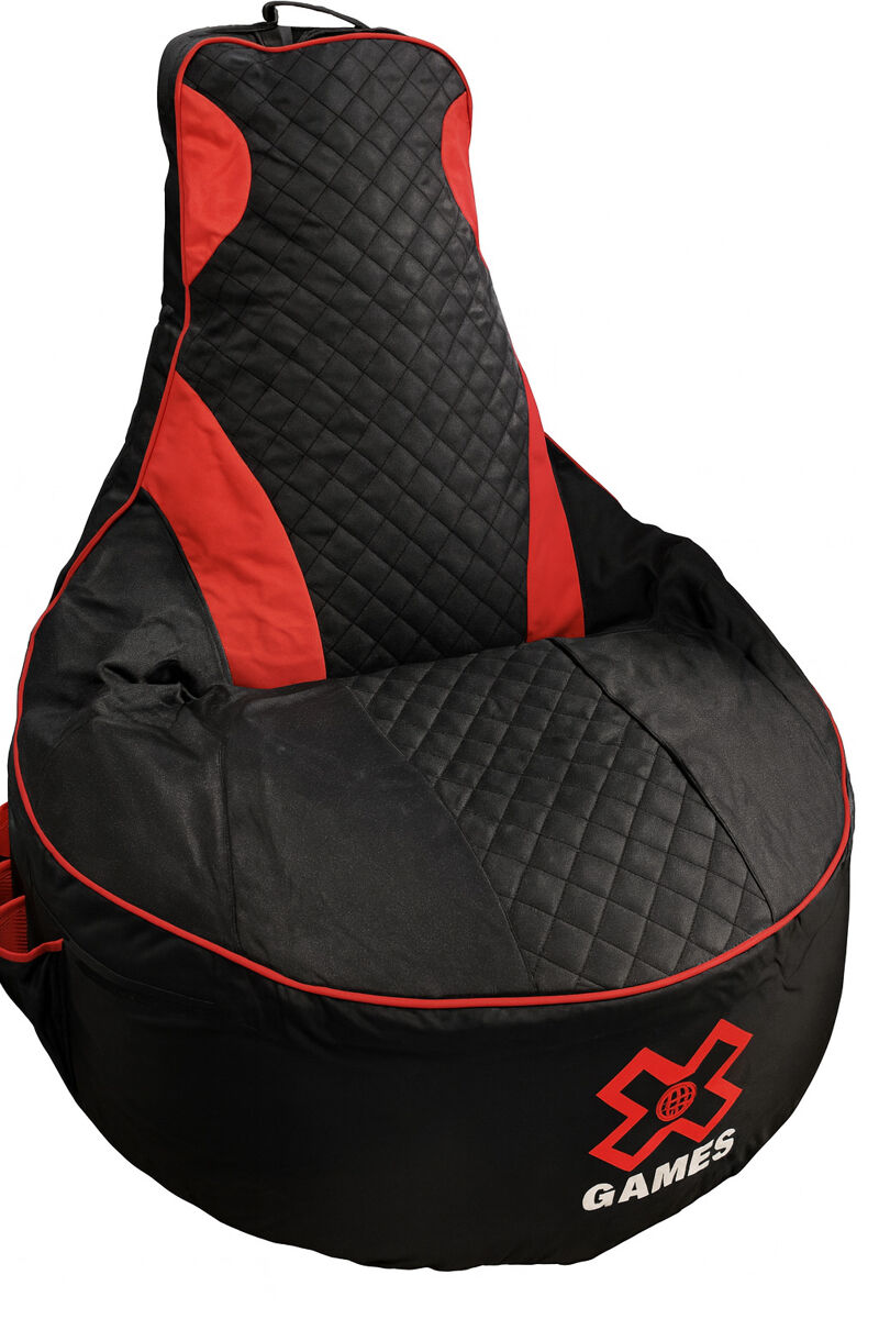 Puff gaming pro mini sillón poliéster 90x110cm negro y rojo