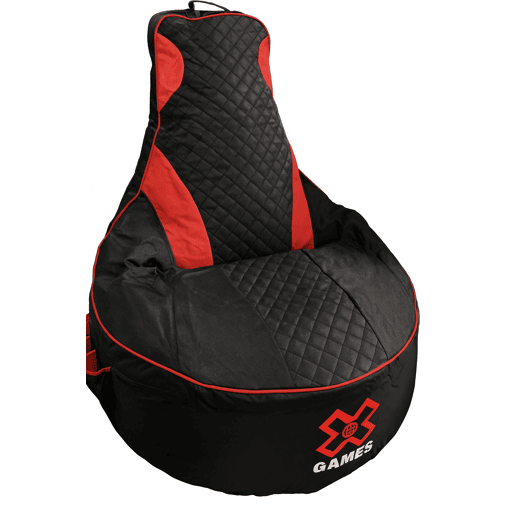 Puff GAMING PRO mini cadeirão poliéster preto e vermelho