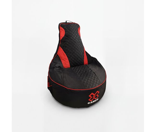 Puff gaming pro mini sillón poliéster 90x110cm negro y rojo