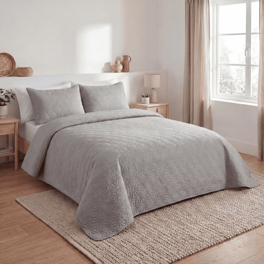 Colcha poliƩster STAR cama 150cm cor cinza Colcha poliƩster STAR cama 150cm cor cinza