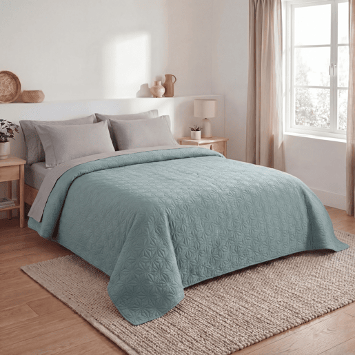 Colcha poliéster STAR cama 90cm cor aqua